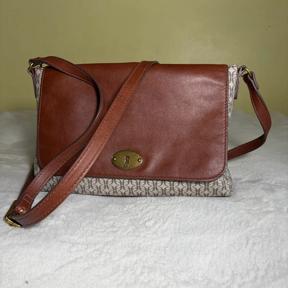 Fossil Brown‎ Leather Crossbody Bag